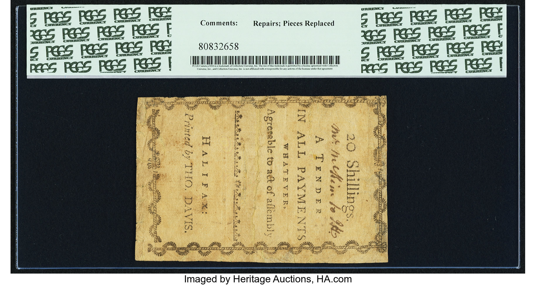 image for: North Carolina May 17, 1783 20s Justice Contemporary Counterfeit PCGS Very Fine 25....