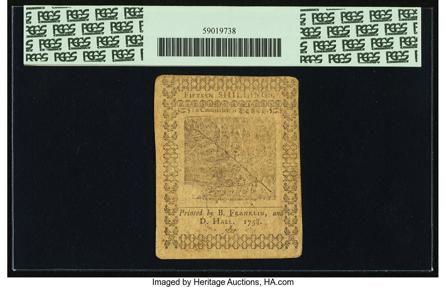 image for: Pennsylvania May 20, 1758 15s PCGS About New 53PPQ....