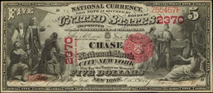 image for: New York, New York. $5 1875. Friedberg 403 (W-700). The Chase NB. Charter #2370. PCGS Currency Very Choice New 64 PPQ.