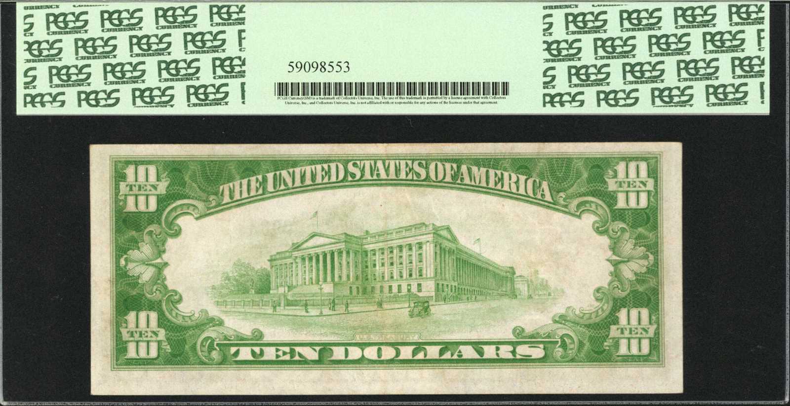 image for: Fr. 2001-E*. 1928A $10 Federal Reserve Star Note. Richmond. PCGS Currency Choice About New 55.