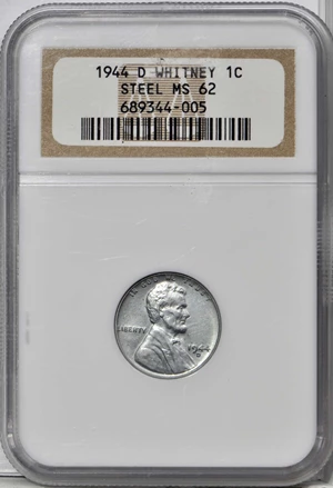 image for: 1944-D Lincoln Cent--Struck on a Zinc-Coated Steel Planchet--MS-62 (NGC).