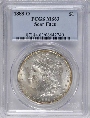 image for: 1888-O Morgan Silver Dollar. VAM-1B. Top 100 Variety. Scarface. MS-63 (PCGS).
