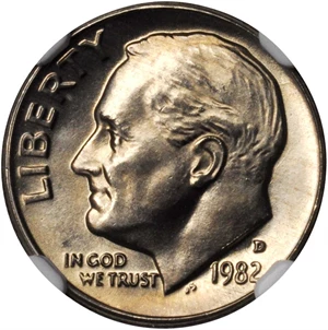image for: 1982-D Roosevelt Dime. MS-68 FT (NGC).