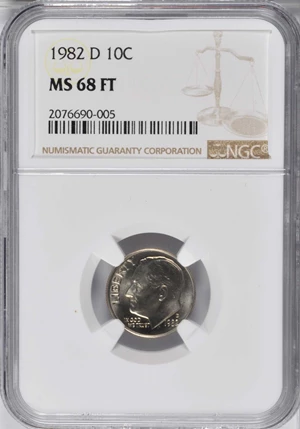 image for: 1982-D Roosevelt Dime. MS-68 FT (NGC).