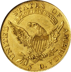 image for: 1810 Capped Bust Left Half Eagle. BD-1. Rarity-3+. Small Date, Tall 5. AU-53 (NGC).