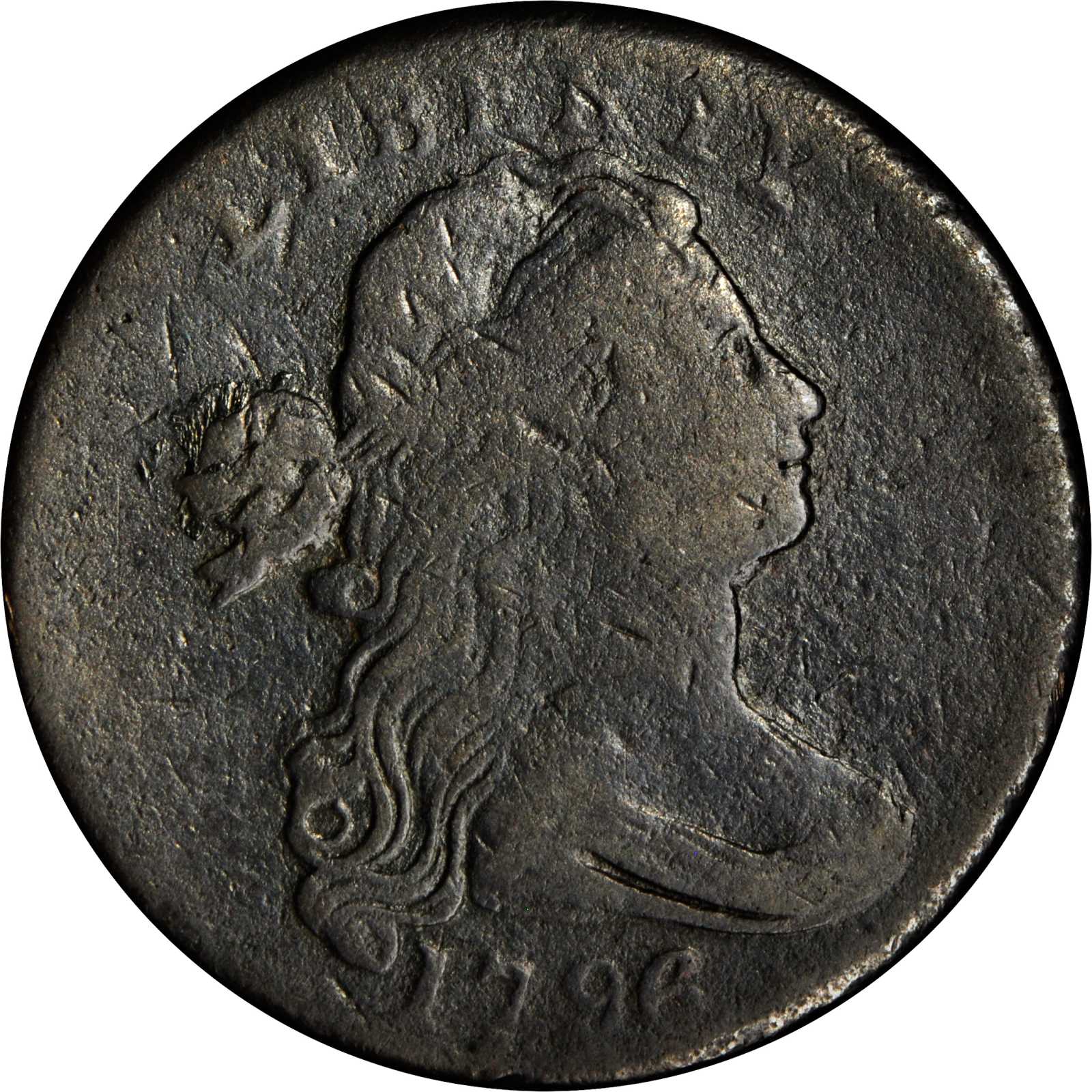 image for: 1796 Draped Bust Cent. S-99. Rarity-5+. Reverse of 1795. Good-6 (PCGS).