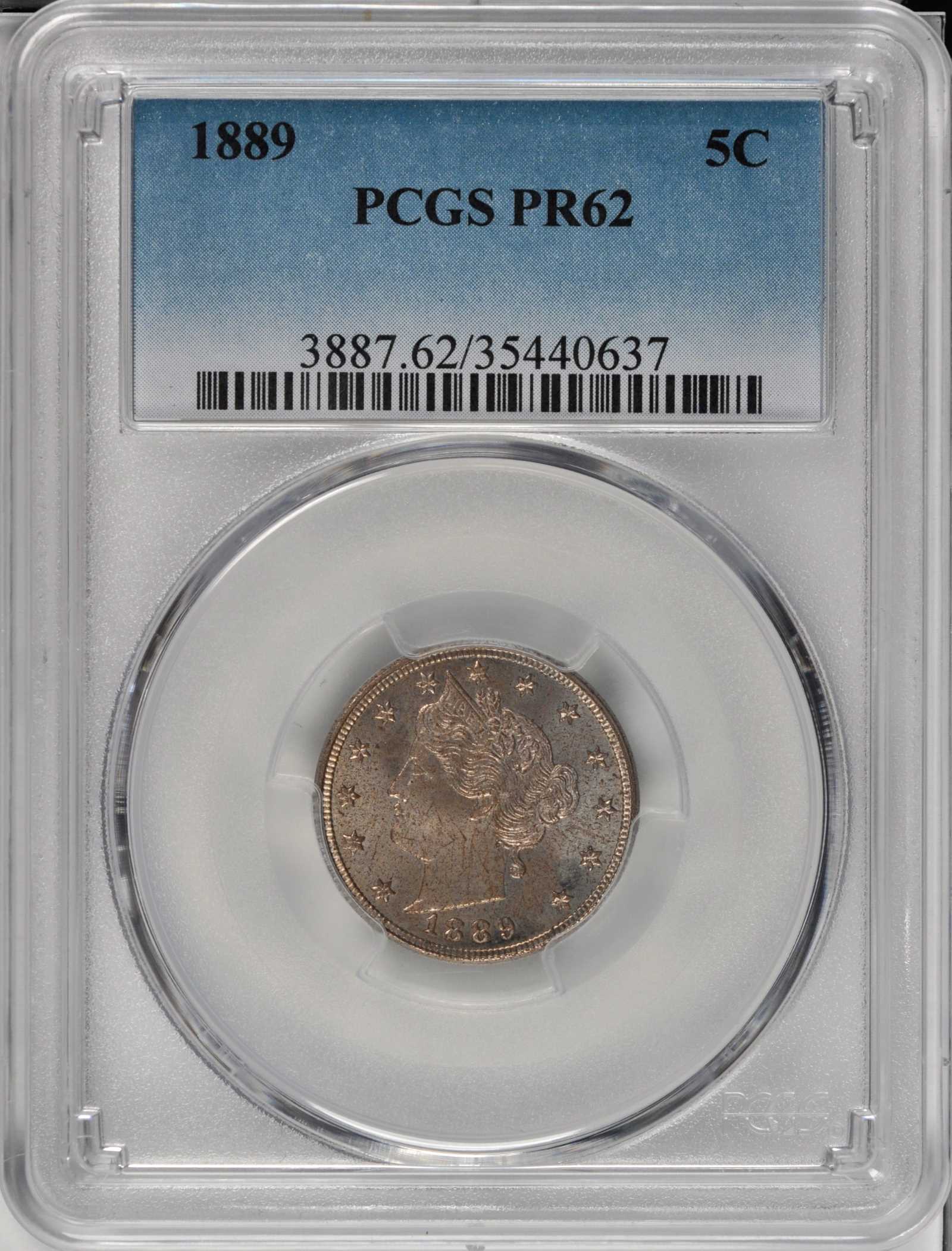 1889 5c AU53 CAC thumbnail 9