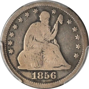 image for: 1856-S/S Liberty Seated Quarter. Briggs 4-E, FS-501. Large/Small S. Good-6 (PCGS).