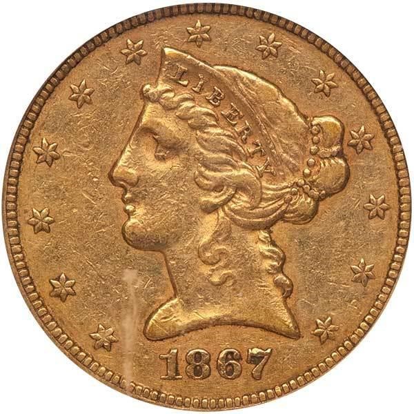 image for: $5 1867 PCGS XF45