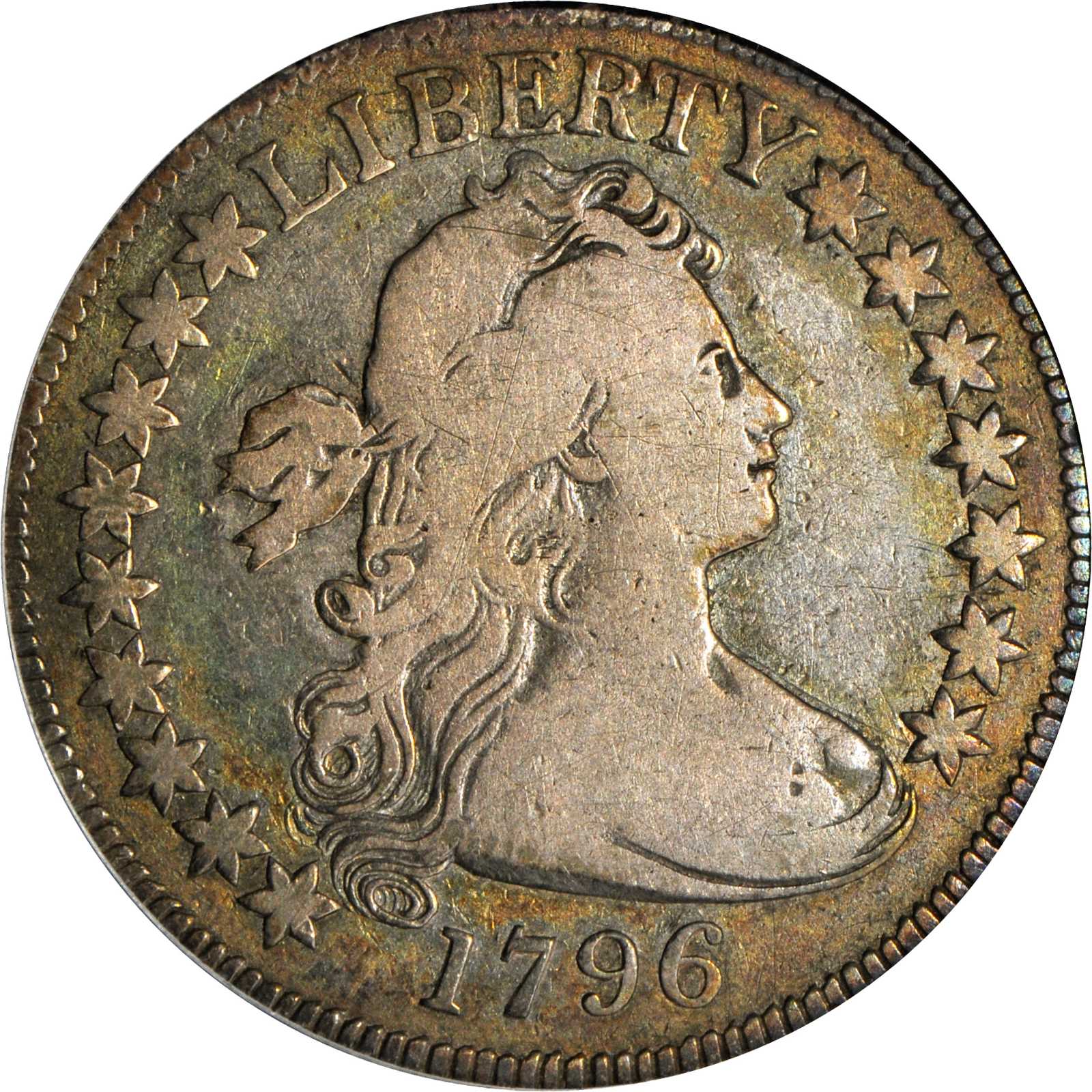 image for: 1796 Draped Bust Half Dollar. Small Eagle. O-102, T-2. Rarity-5. 16 Stars. VG-10 (PCGS). CAC.