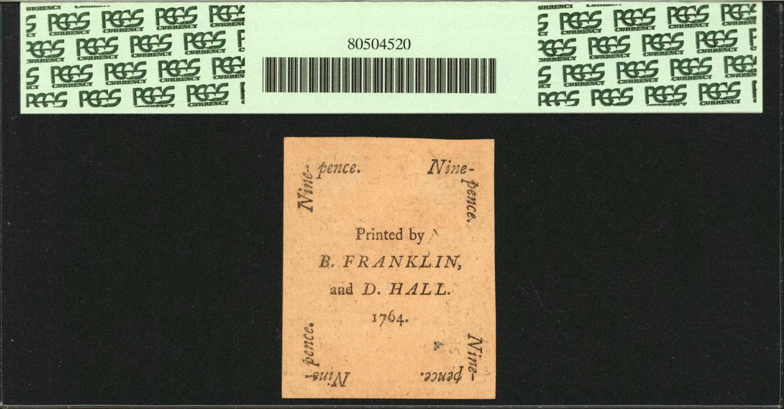 image for: PA-118. Pennsylvania. June 18, 1764. 9 Pence. PCGS Currency Choice New 63 PPQ.