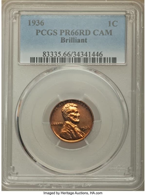 image for: 1936 1C Type Two -- Brilliant Finish PR66 Red Cameo PCGS....