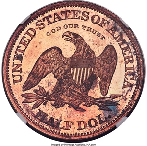 image for: 1862 50C Half Dollar, Judd-296, Pollock-354, R.7, PR64 Red NGC. CAC....