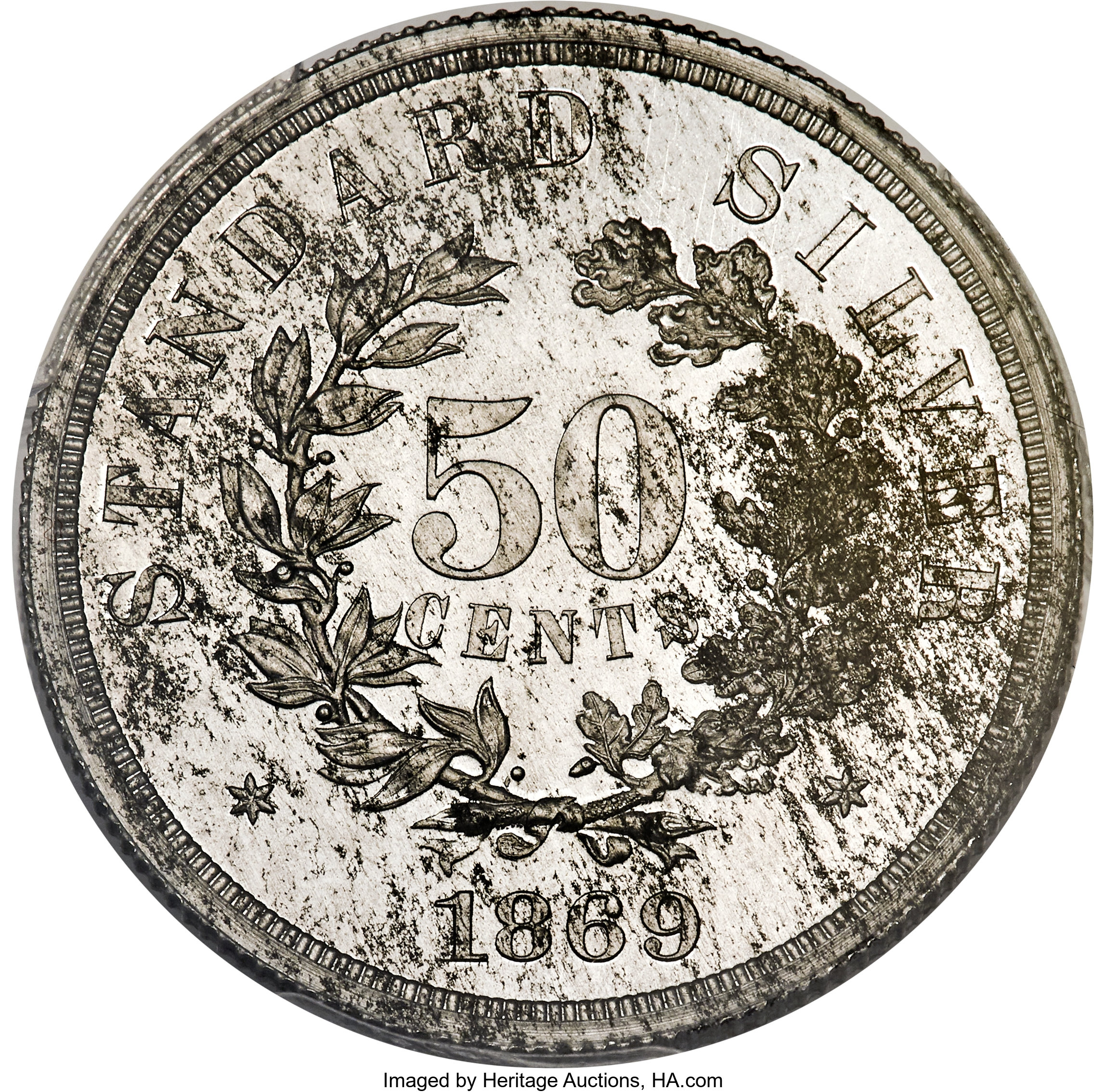 image for: 1869 50C Standard Silver Half Dollar, Judd-752, Pollock-835, Low R.7, PR64 PCGS Secure....