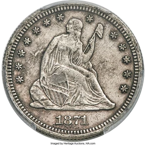 image for: 1871-CC 25C XF45 PCGS. Briggs 1-A, Flynn-RPD-001....
