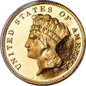 image for: 1887 $3 PR66 Deep Cameo PCGS Secure....