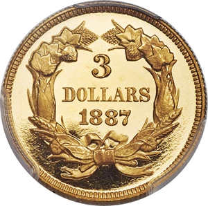 image for: 1887 $3 PR66 Deep Cameo PCGS Secure....