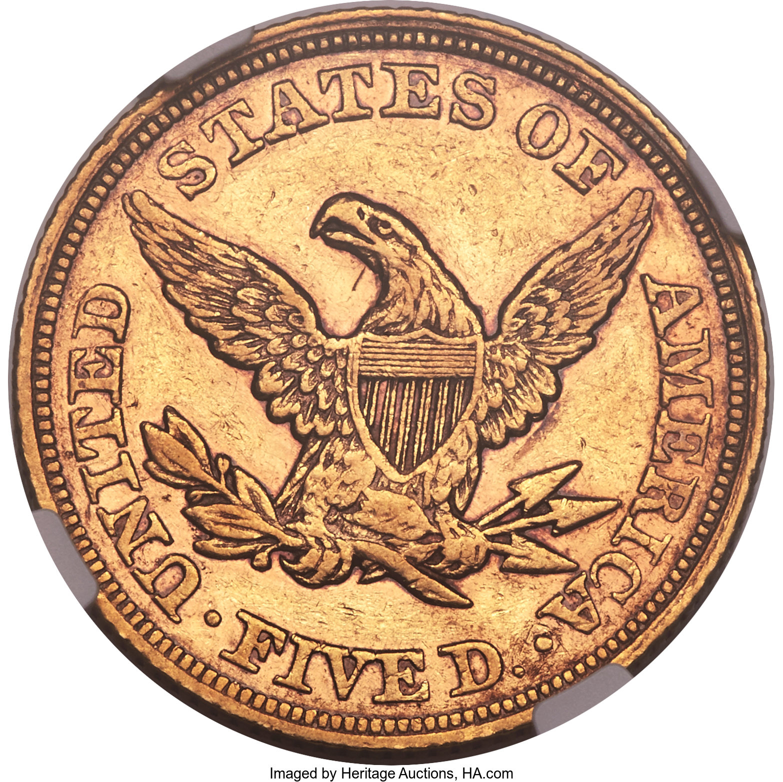 image for: 1865 $5 AU50 NGC....