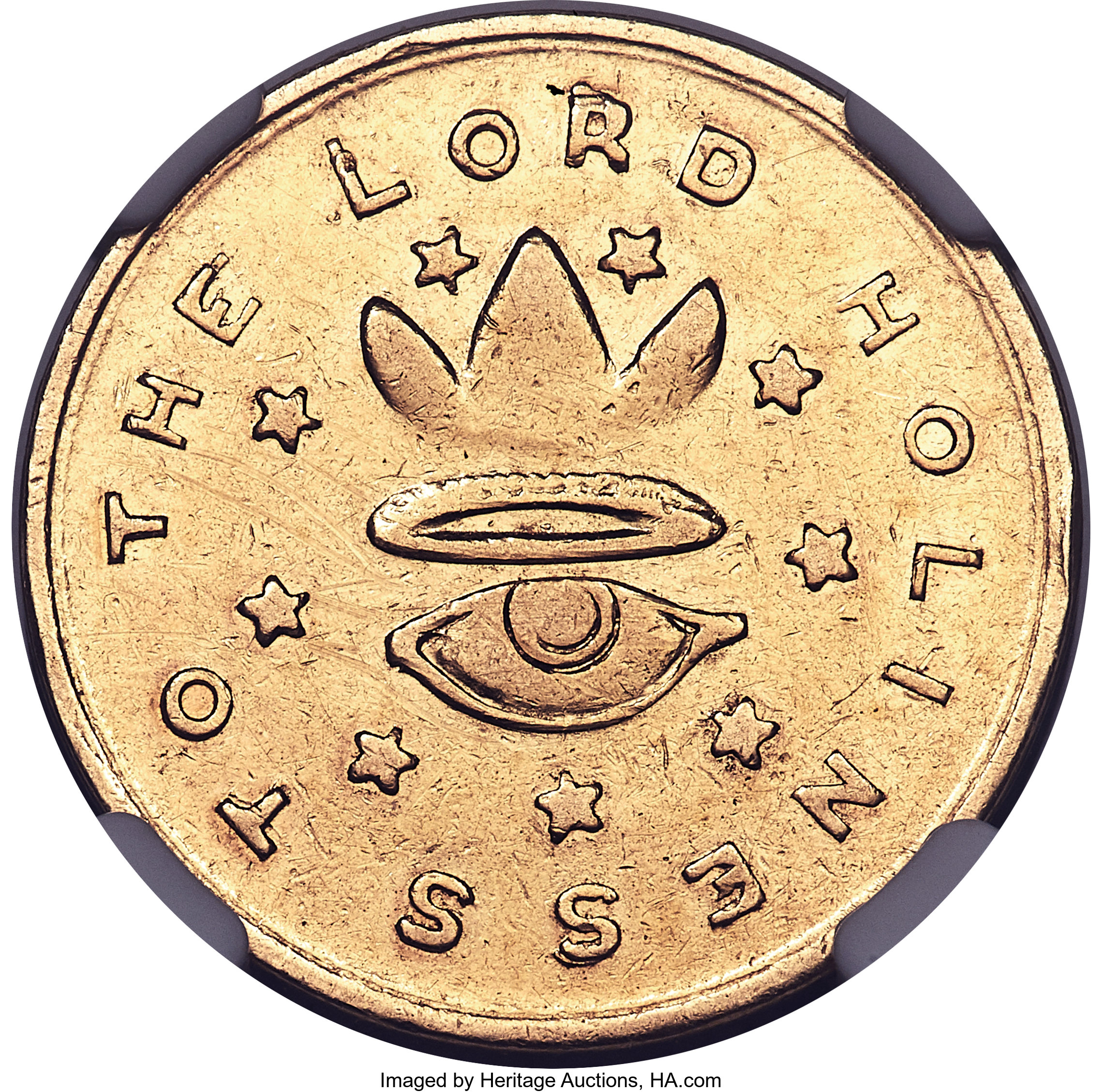 image for: 1850 $5 Mormon Five Dollar AU55 NGC. K-5, High R.5....