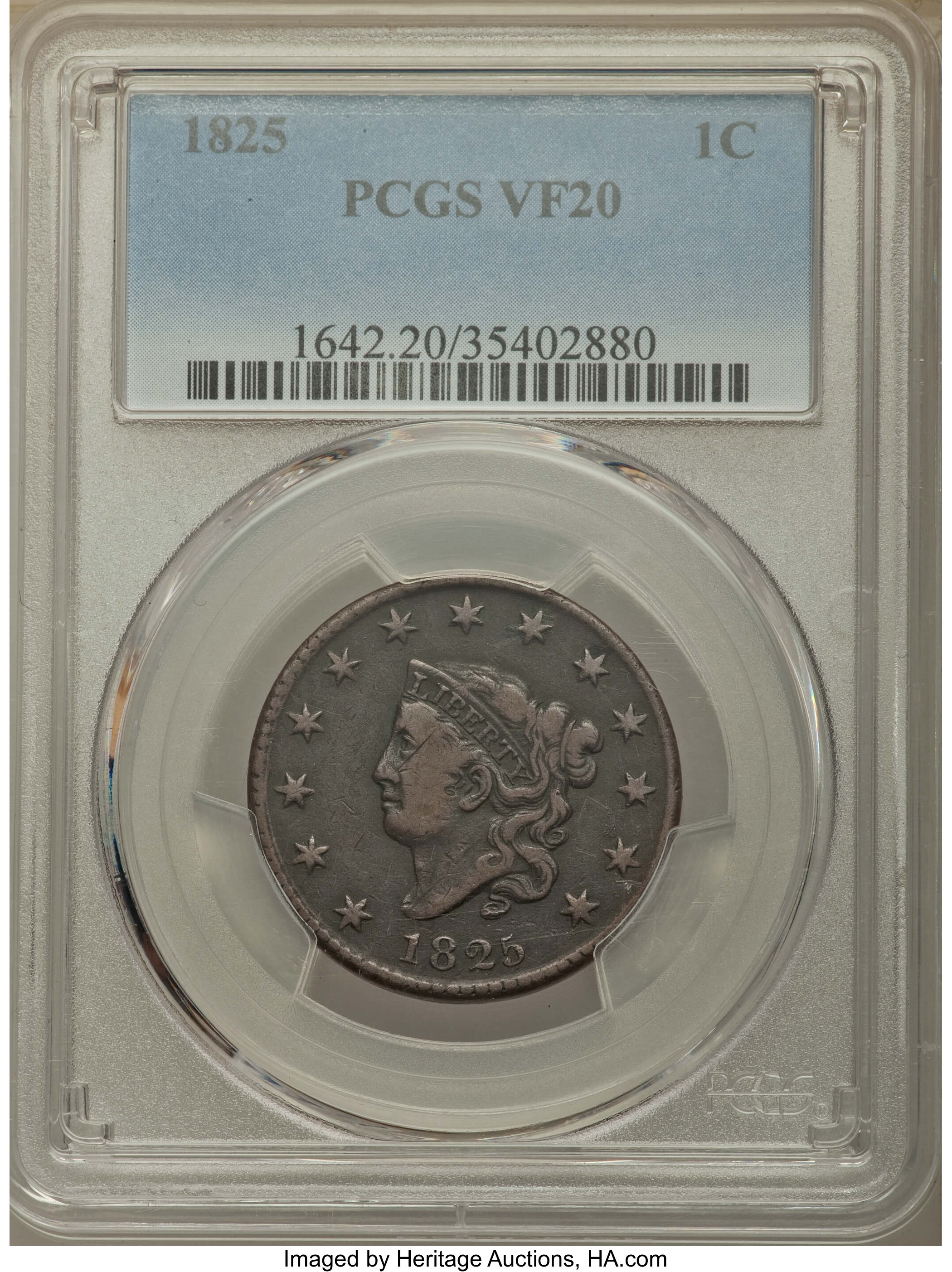 image for: 1825 1C VF20 PCGS. N-8, R.3....