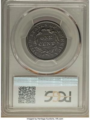 image for: 1837 1C Plain Cords, Medium Letters, XF40 PCGS. N-3, R.1....