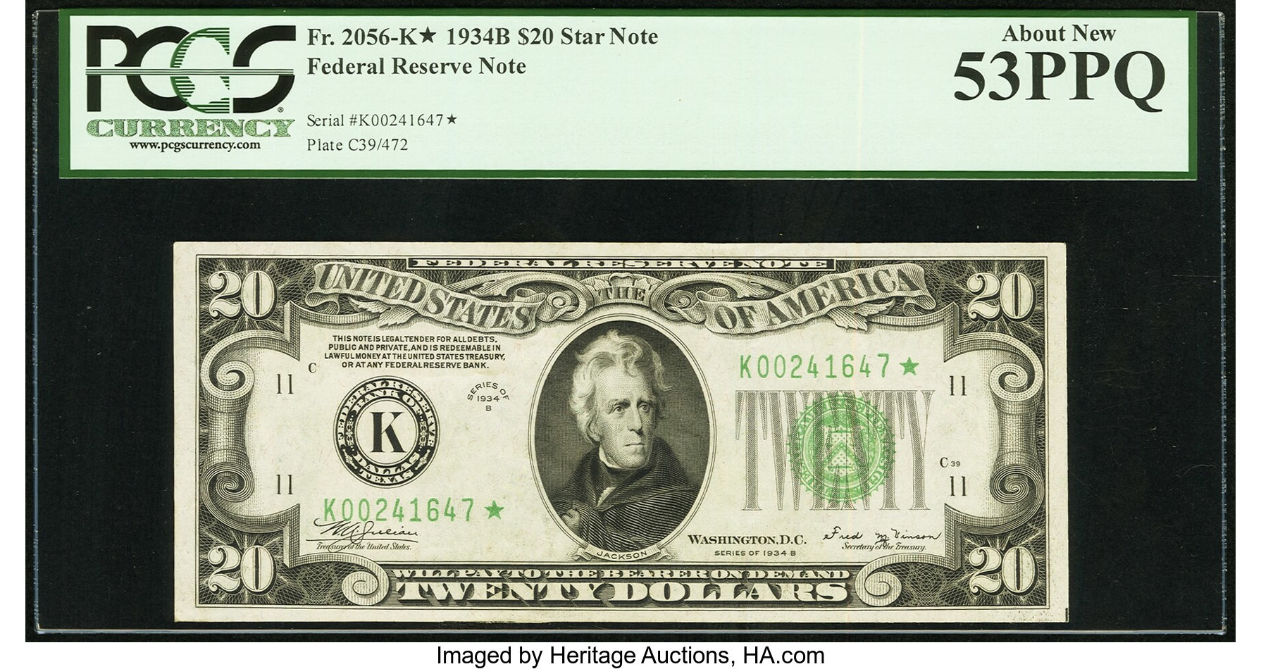 1934B $20 Dallas, Star Replacement (Fr. 2056K*)
