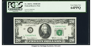 image for: Fr. 2069-L $20 1969B Federal Reserve Note. PCGS Very Choice New 64PPQ....