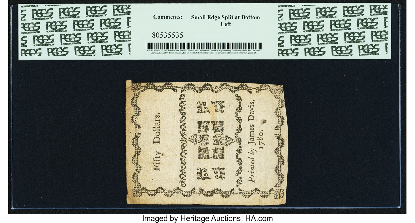 image for: North Carolina May 10, 1780 $50 Fundamentum Mihi Aere Perennius PCGS Extremely Fine 40....