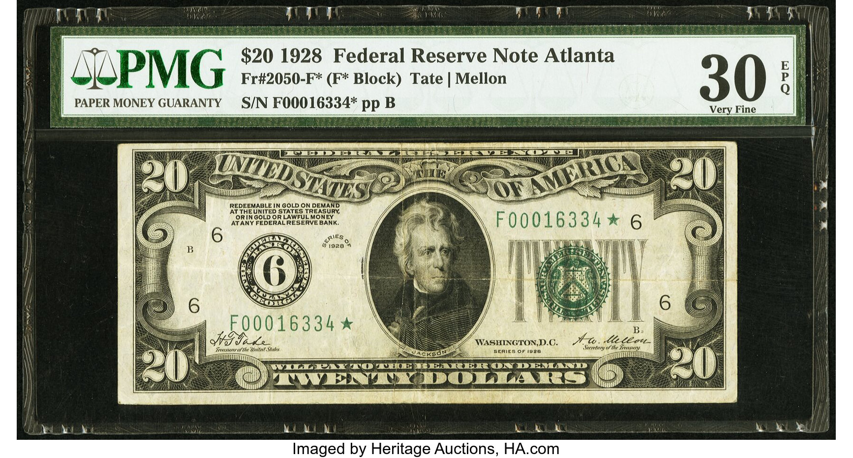 image for: Fr. 2050-F* $20 1928 Federal Reserve Note. PMG Very Fine 30 EPQ....