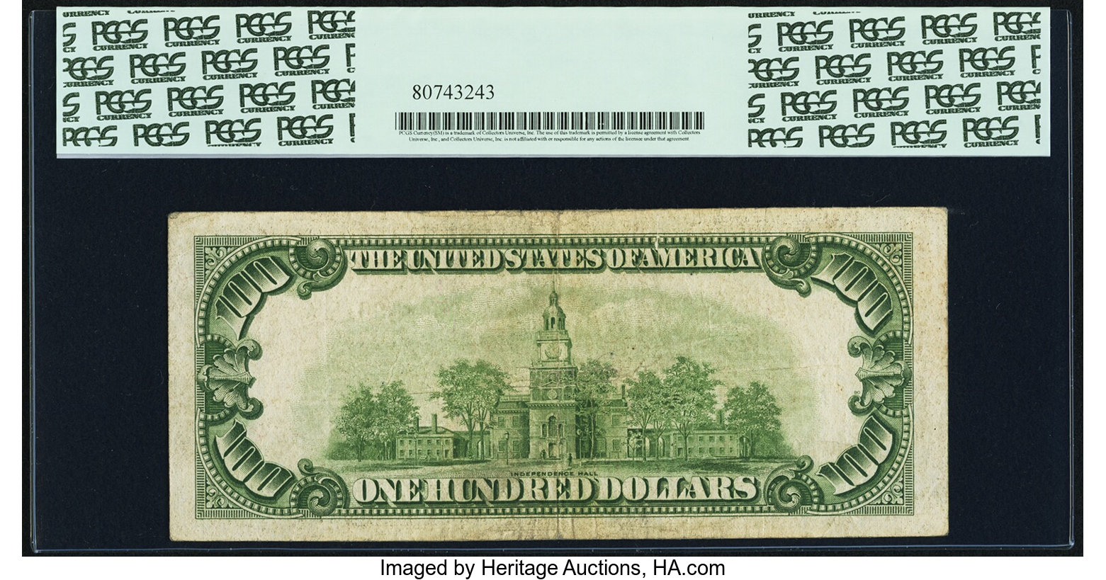 image for: Fr. 2156-G* $100 1934D Mule Federal Reserve Note. PCGS Fine 15....