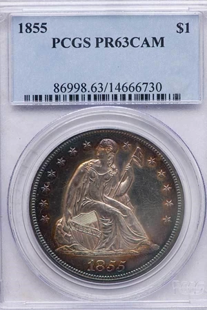 image for: $1 1855 PCGS PR63 CAM