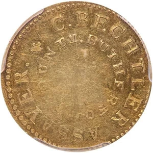 image for: $5 C. BECHTLER 150 GRAINS, 20 CARAT. PCGS AU55