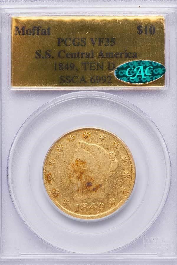 image for: $10 1849 MOFFAT. PCGS VF35 CAC