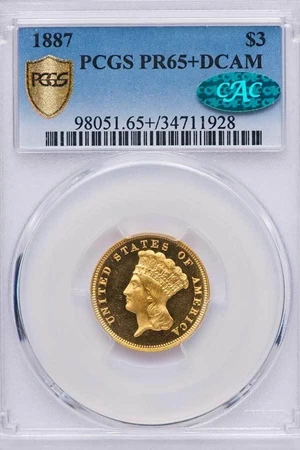 image for: $3 1887 PCGS PR65+ DCAM CAC