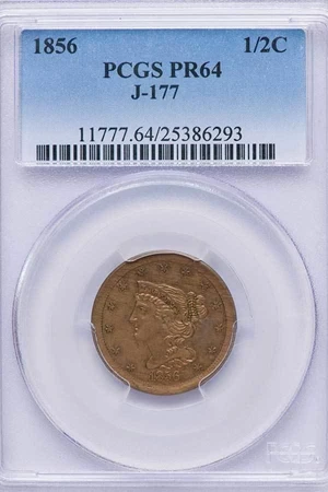 image for: 1/2C 1856 J-177. PCGS PR64