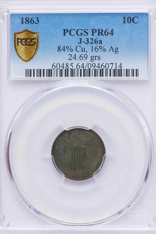 image for: 10C 1863 J-326A. PCGS PR64
