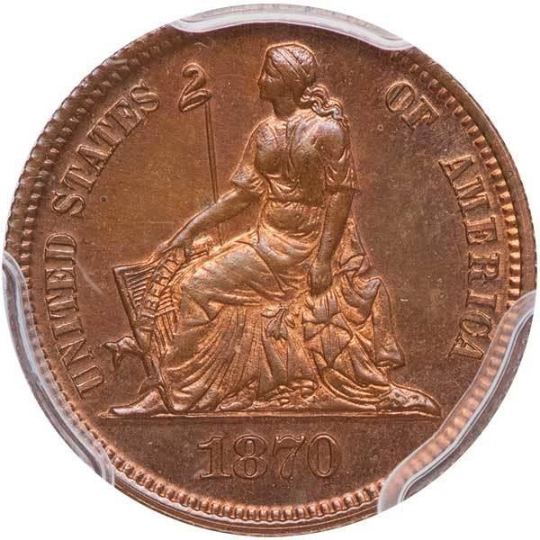 image for: 10C 1870 J-833. PCGS PR65 RB CAC