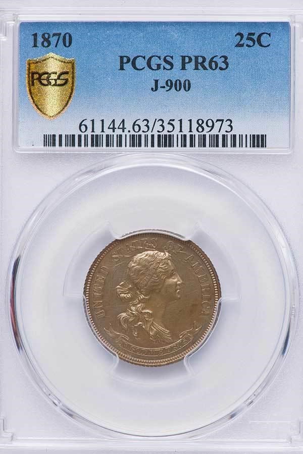 image for: 25C 1870 J-900. PCGS PR63