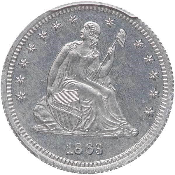 image for: 25C 1863 J-337. PCGS PR65 CAC