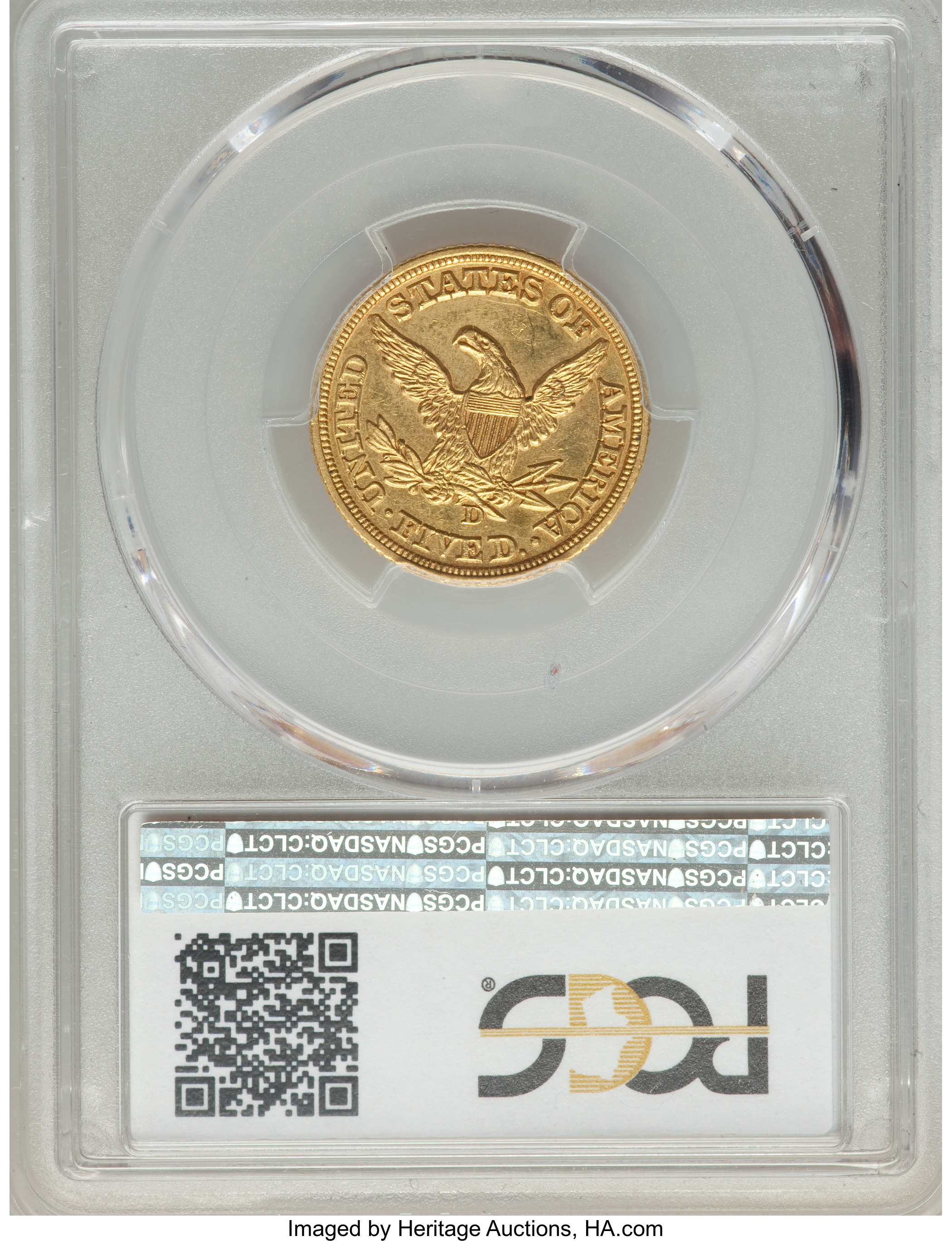 image for: 1848-D/D $5 AU55 PCGS. FS-501, Variety 22-O....