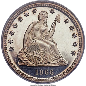 image for: 1866 25C PR64 Deep Cameo PCGS. Briggs 2-B....