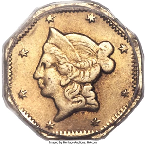 image for: 1853 $1 Liberty Octagonal Dollar, BG-525, High R.6, AU55 PCGS....