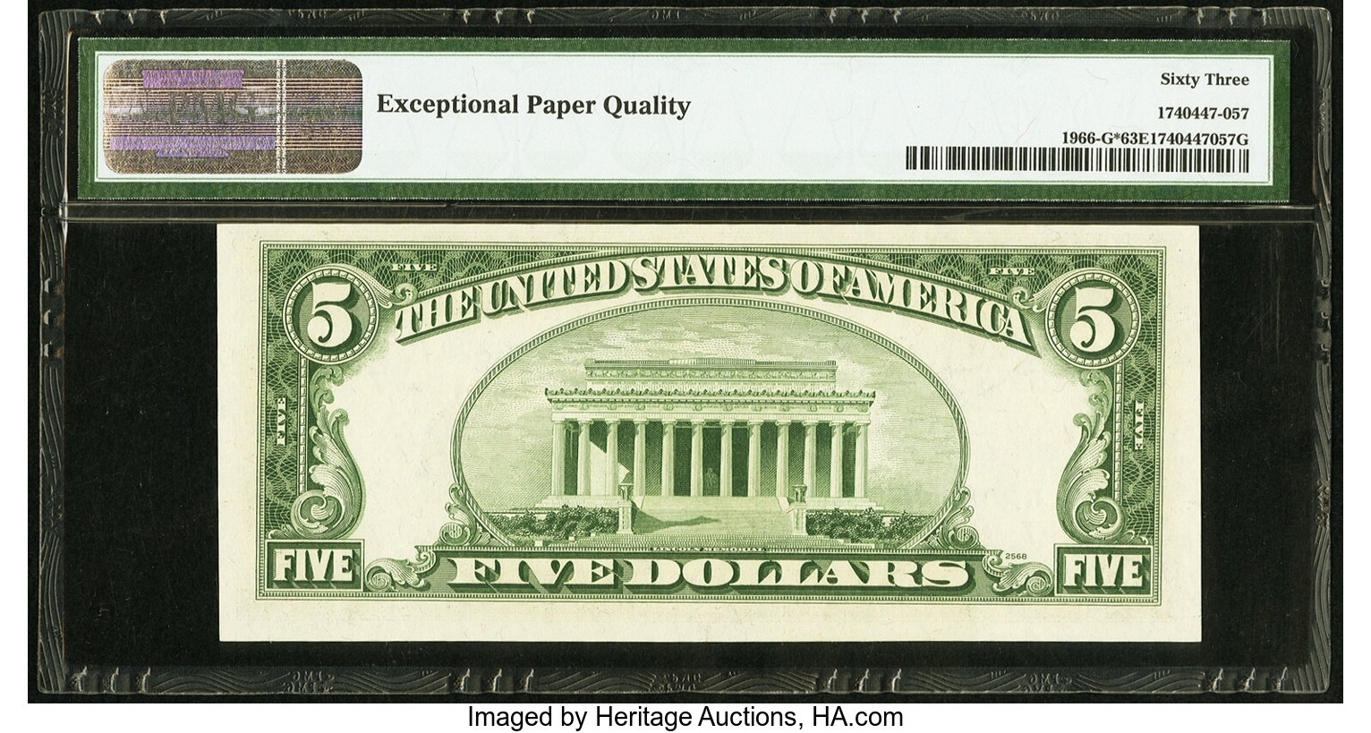 image for: Fr. 1966-G* $5 1950E Federal Reserve Star Note. PMG Choice Uncirculated 63 EPQ....