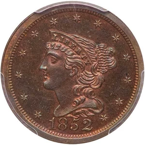 image for: 1/2C 1852 RESTRIKE. PCGS PR65+ BN CAC