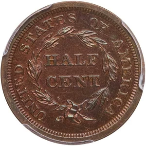 image for: 1/2C 1852 RESTRIKE. PCGS PR65+ BN CAC