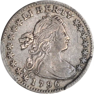 image for: 1796 Draped Bust Half Dime. LM-1. Rarity-3. LIKERTY. EF-40 (PCGS).