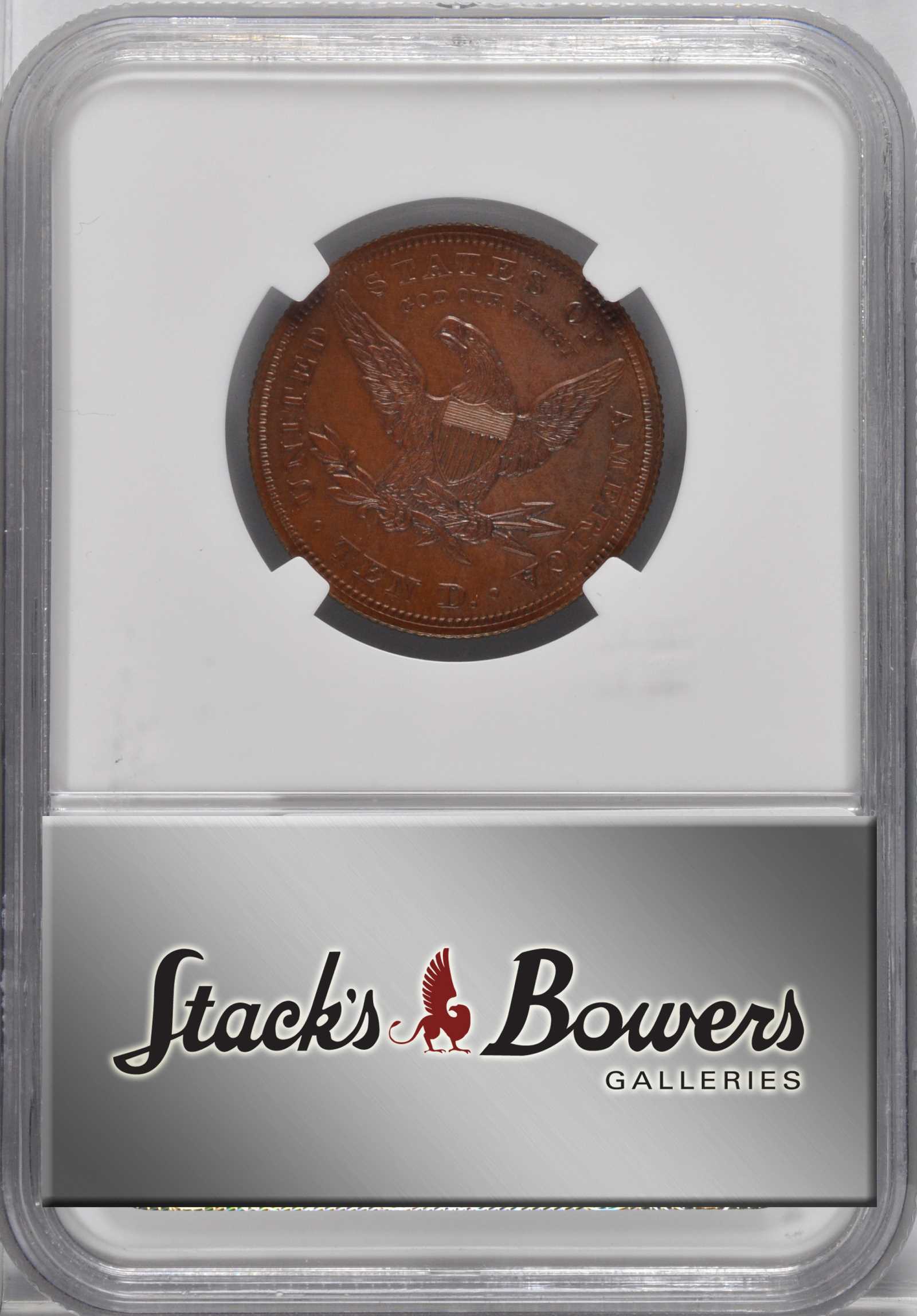 image for: 1863 Pattern Liberty Head Eagle. Judd-352, Pollock-424. Rarity-6+. Copper. Reeded Edge. Proof-65 BN (NGC). CAC.