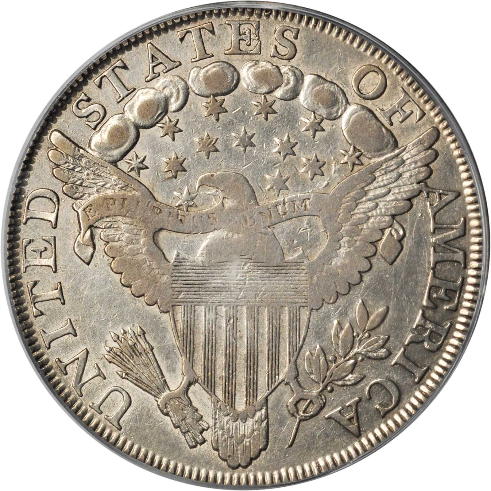 image for: 1799 Draped Bust Silver Dollar. BB-151, B-13. Rarity-5. Irregular Date, 13-Star Reverse. VF-20 (PCGS). OGH.