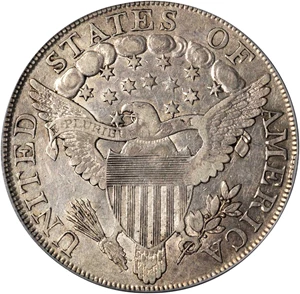 image for: 1800 Draped Bust Silver Dollar. BB-190, B-10a. Rarity-3. Very Wide Date, Low 8. EF-40 (PCGS).
