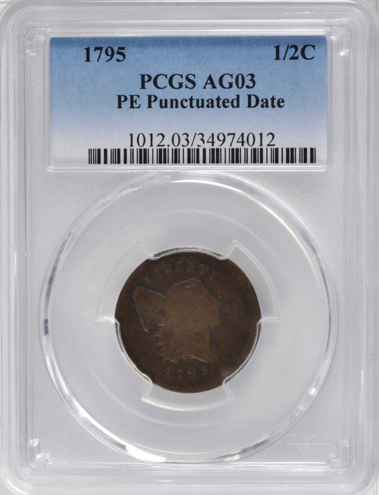1795 1/2c Pole, Plain Edge, Punctuated Date MS BN AG3 BN thumbnail 4